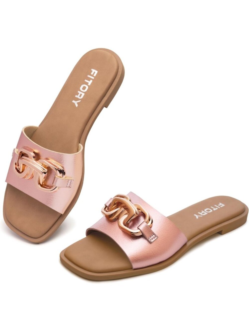 Women All Pink Flat Sandals Fashion Slides With Soft Leather Slippers for Summer
